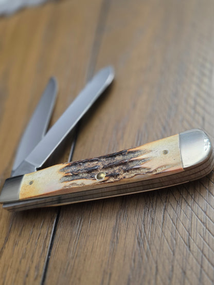 1998 Case XX Pearl Premier Stag Handle Trapper 1 of 100 Very Nice Stag!