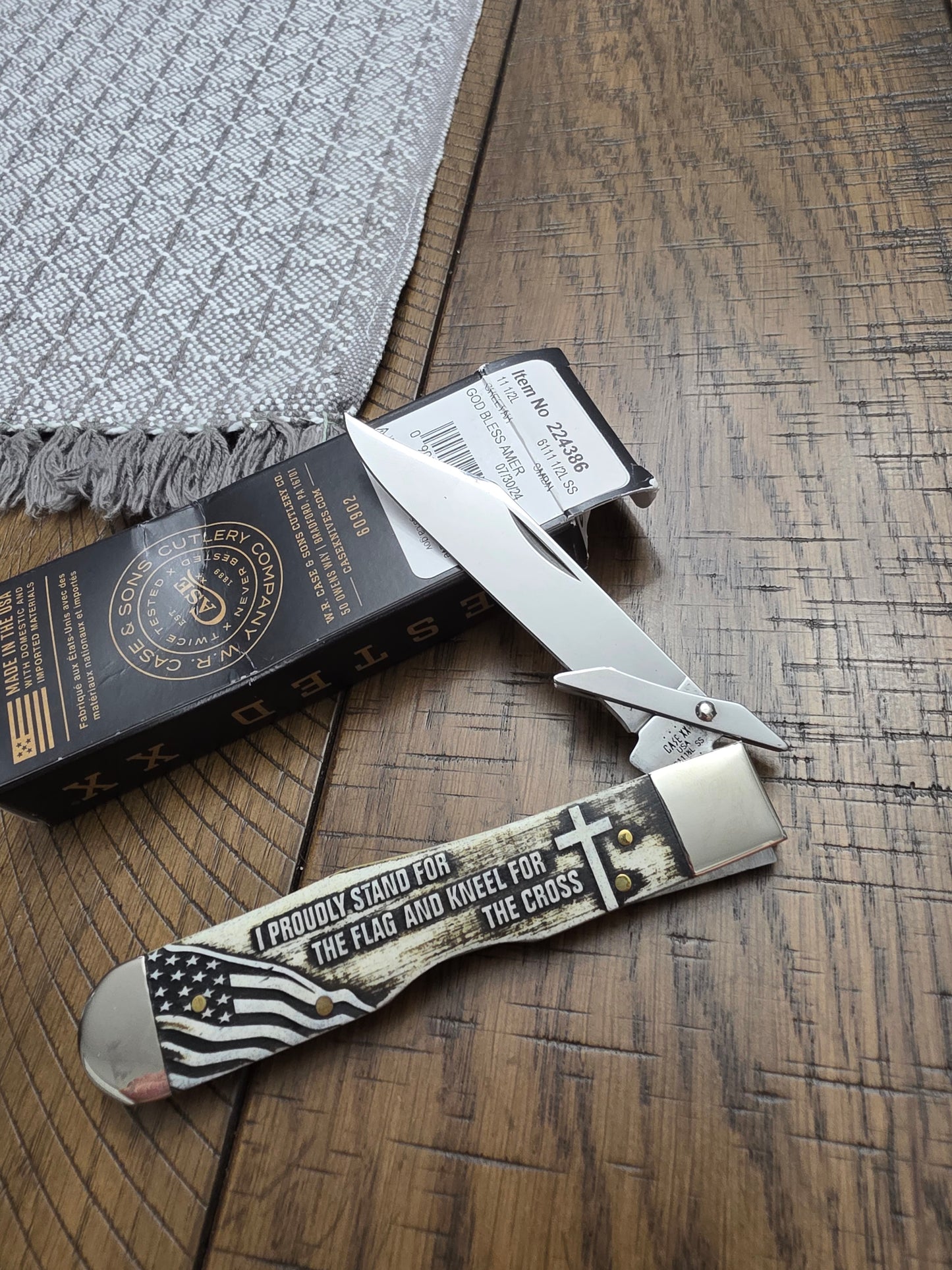 2024 Case XX Cheetah God Bless America Smooth Natural Bone Handles