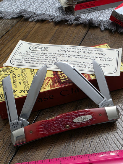 1991 Case XX DR6488 Classic Large  Congress Red Jig Bone Handles NIB