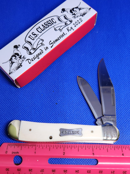 US Classic Copperhead Smooth Natural Bone 2 Blade Slip Joint Pocket Knife 70WBN