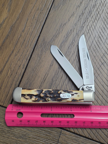 1998 Case XX Pearl Premier Stag Handle Trapper 1 of 100 Very Nice Stag!