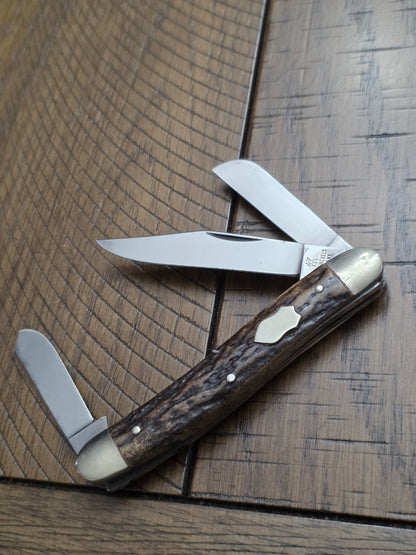 J.A. Henckels German Stockman 1815 Stag Handle 3 Blade Badge Shield