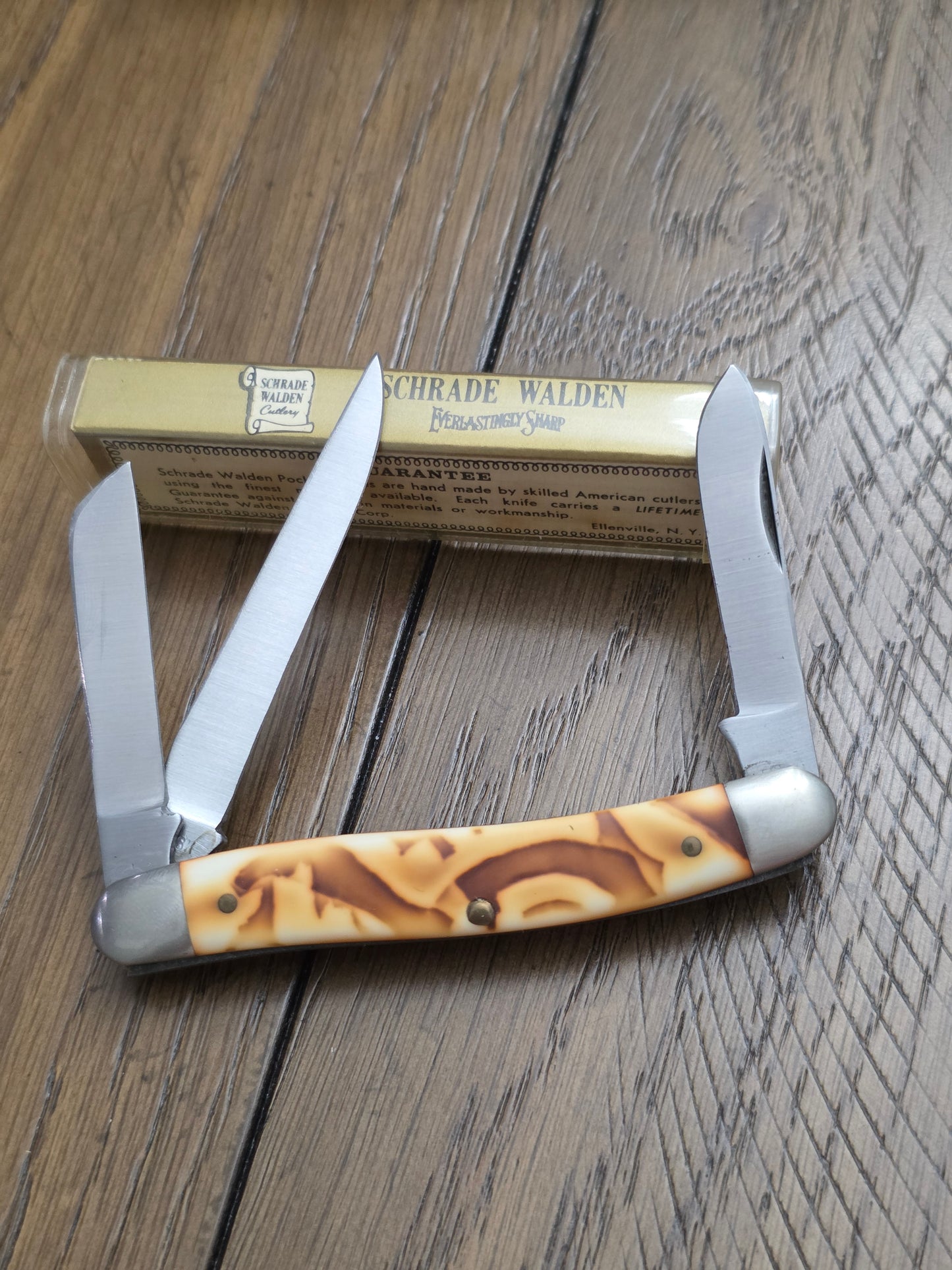 Schrade Walden USA 896K Butter & Molasses Handles 3 blade Stockman NIB