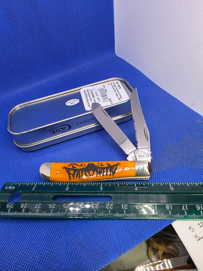 2022 Case XX Halloween Mini Trapper Smooth Persimmon Bone 10616