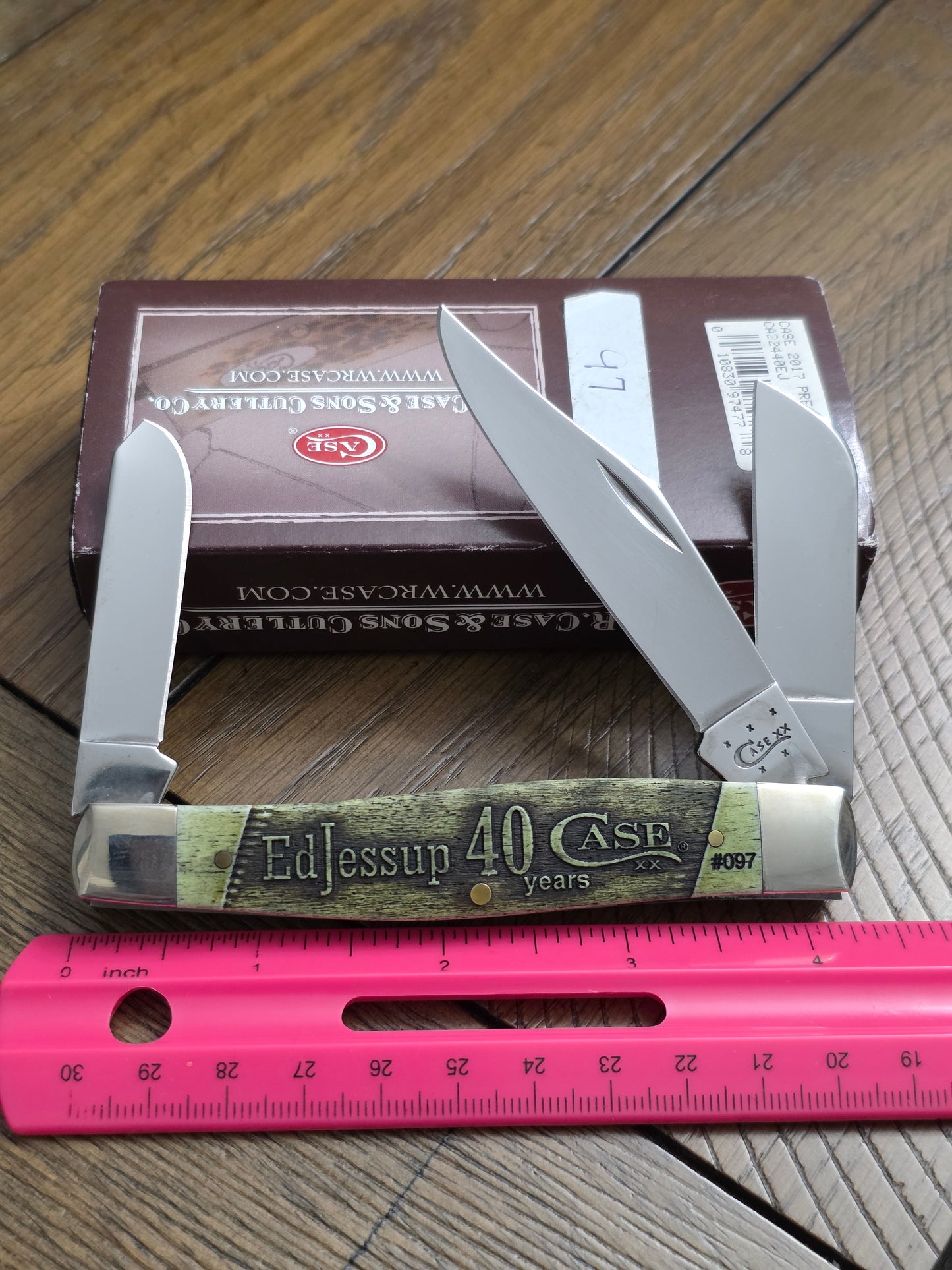 2017 Case XX President Knife 6375 Large Stockman Carved Green Bone sn#097