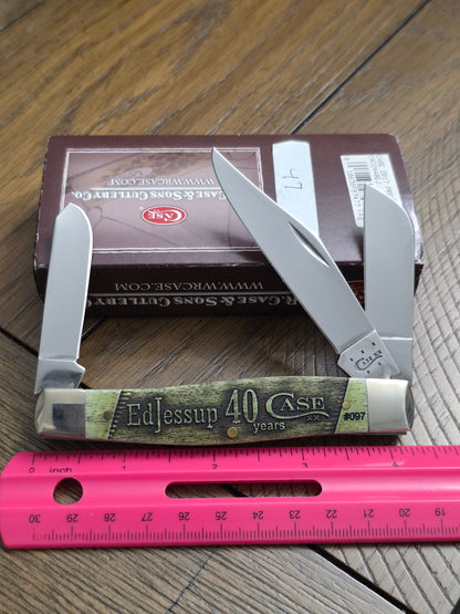 2017 Case XX President Knife 6375 Large Stockman Carved Green Bone sn#097