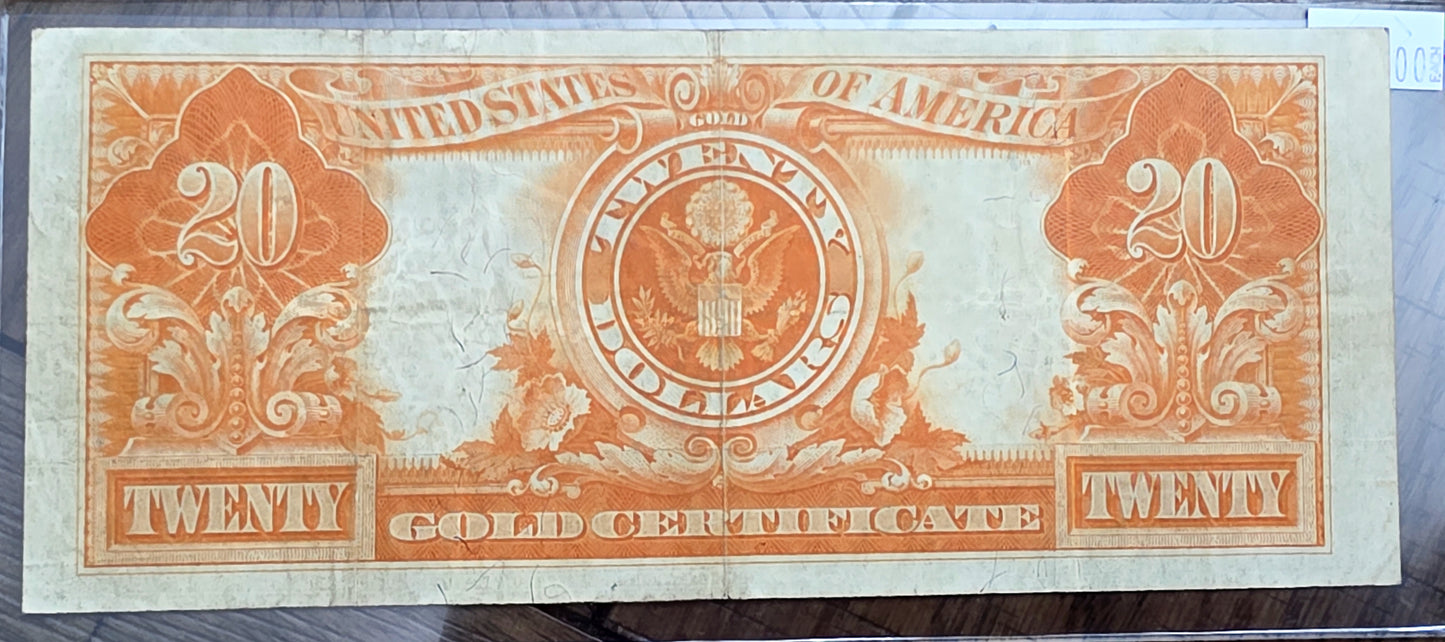 1922 $20 Gold Certificate Large Note - Very Good Shape