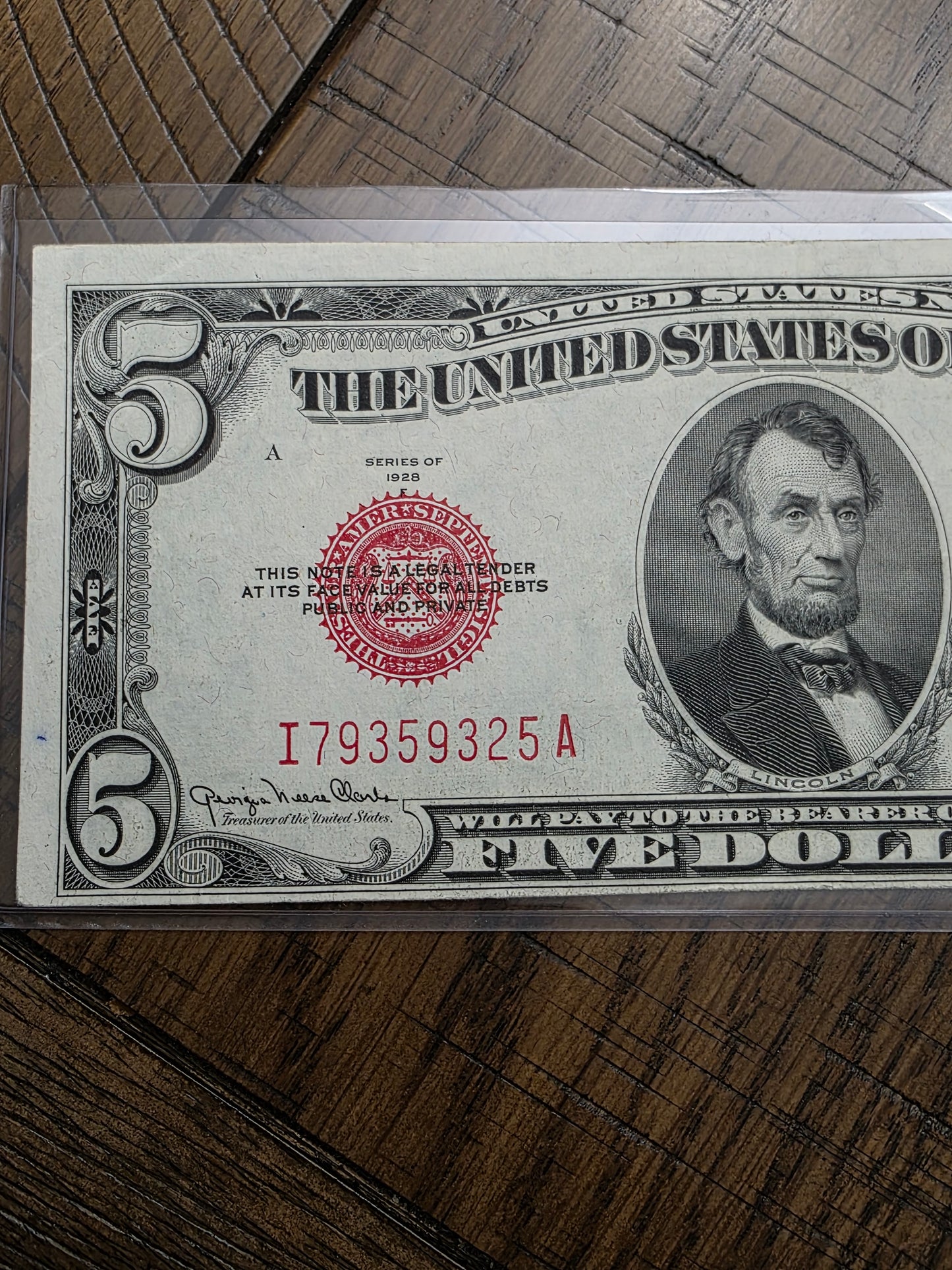 1928 F $5 Dollar Red Seal United States Note Uncirculated Condition