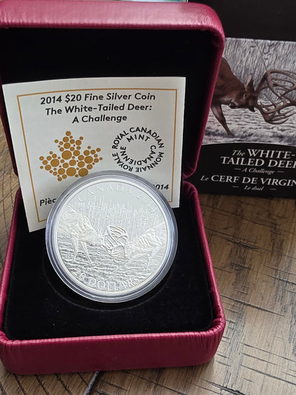 2014 $20 Canadian Fine Silver Coin - The White-tailed Deer - A Challenge