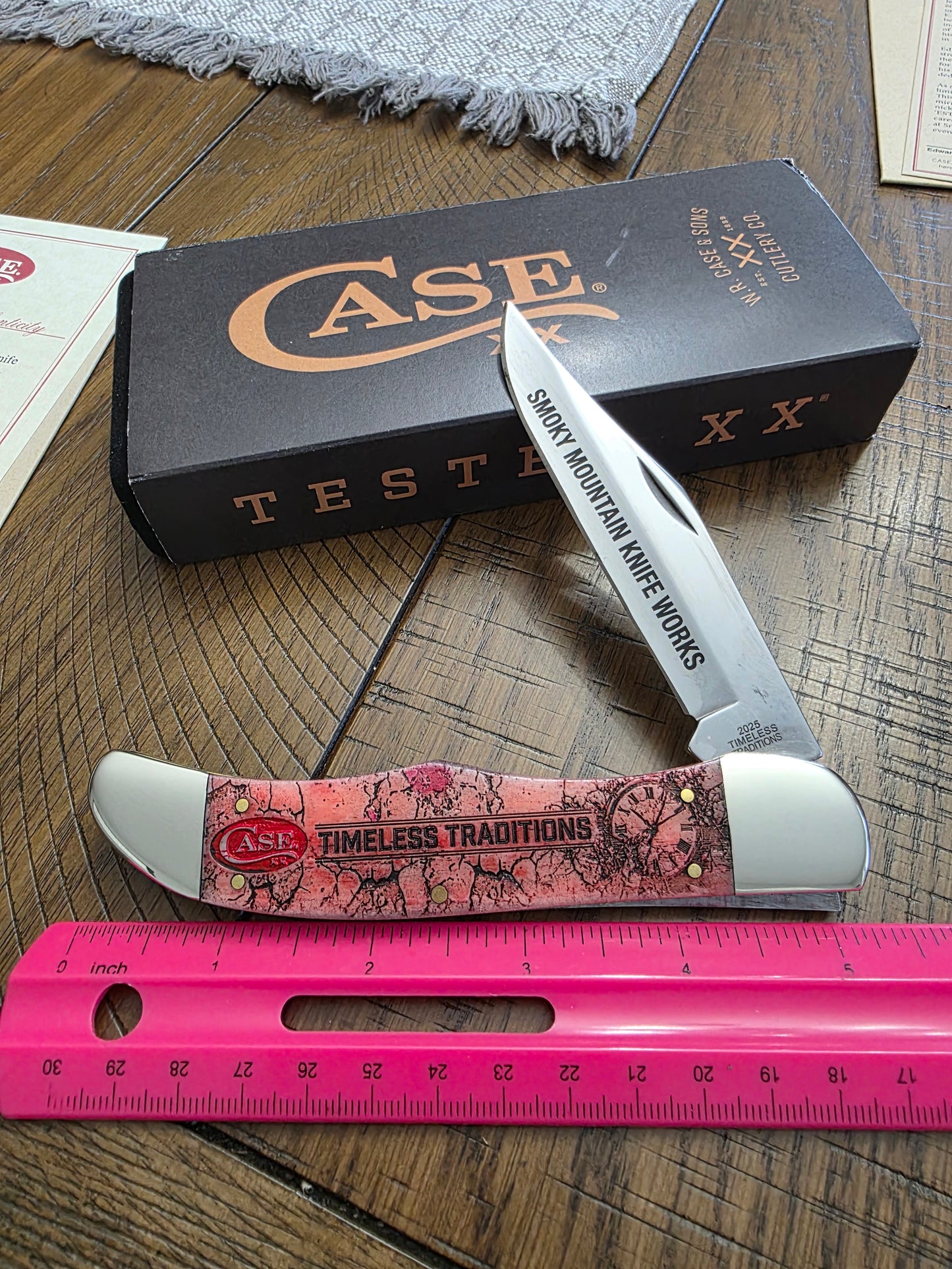 2025 Case XX Red Colorwash Natural Bone Folding Hunter SMKW Event Knife