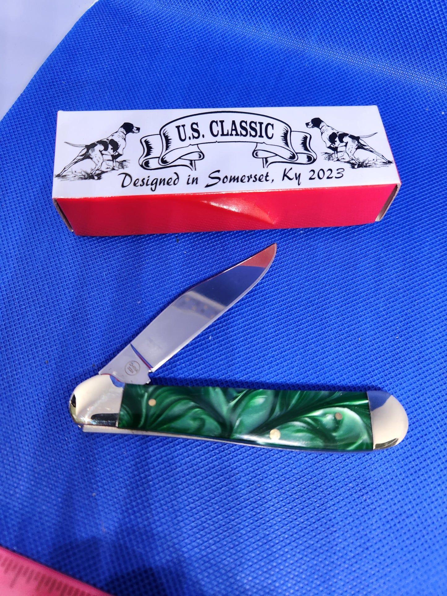 US Classic Copperhead Green Pearl Single Blade Slip Joint Pocket knife 70-1-15