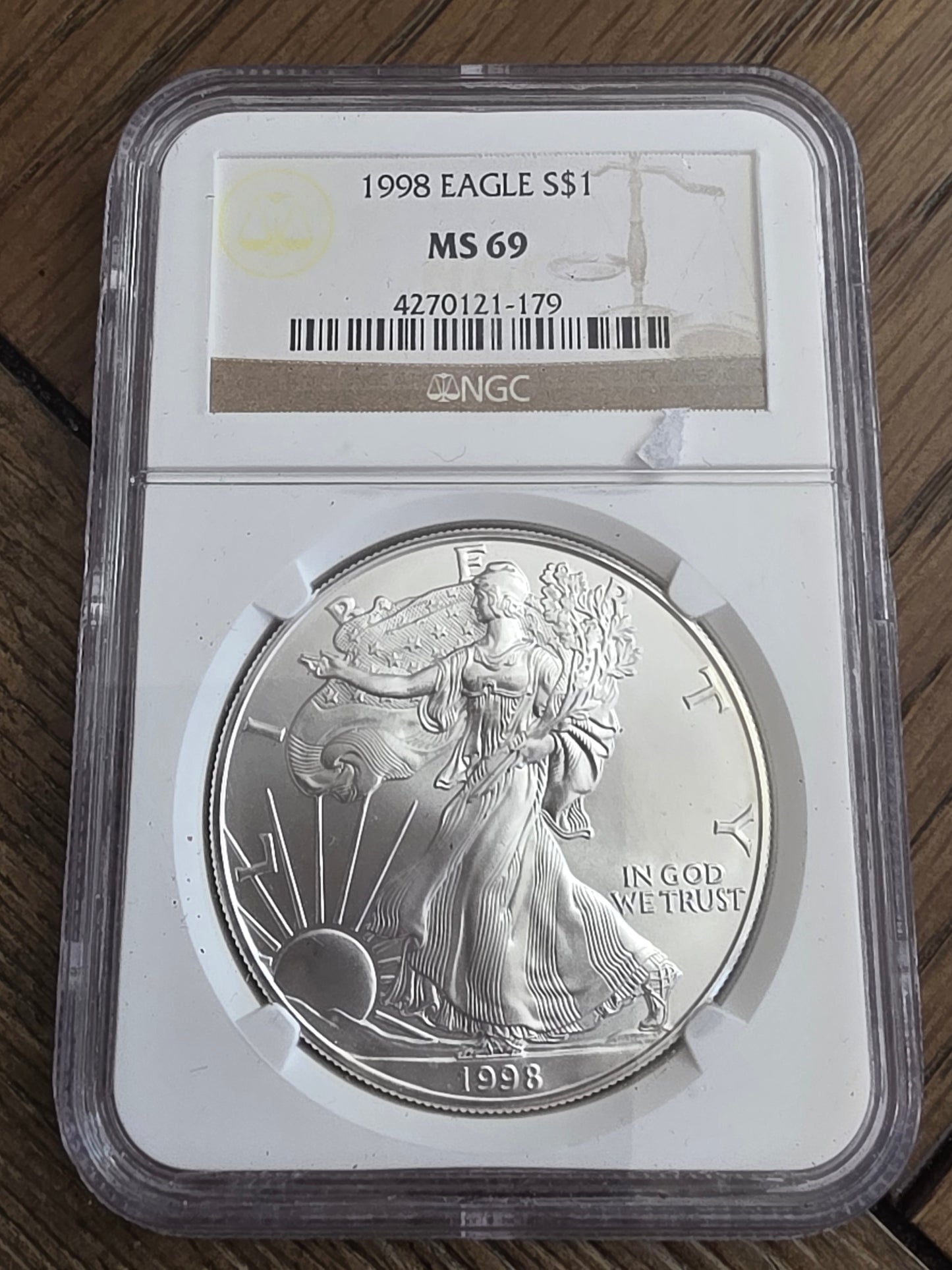 1998 SAE Silver American Eagle $1 Silver Dollar MS 69 NGC