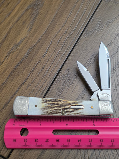 2005 Case XX C. PLATTS Stag Gunstock 2 Blade Case Family Brand No Box