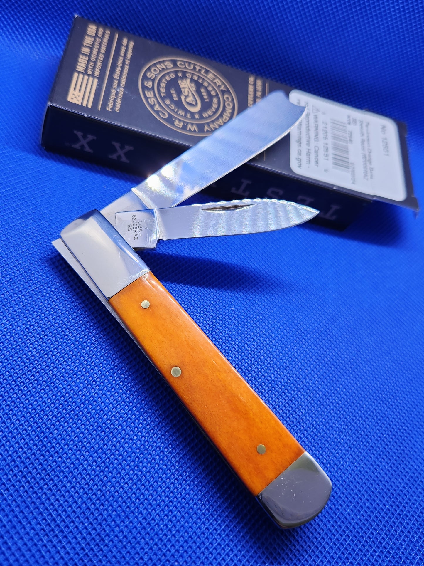 2024 Case XX Smooth Persimmon Orange Bone Razor  Pocket Knife 12551 SFO 62005RAZ