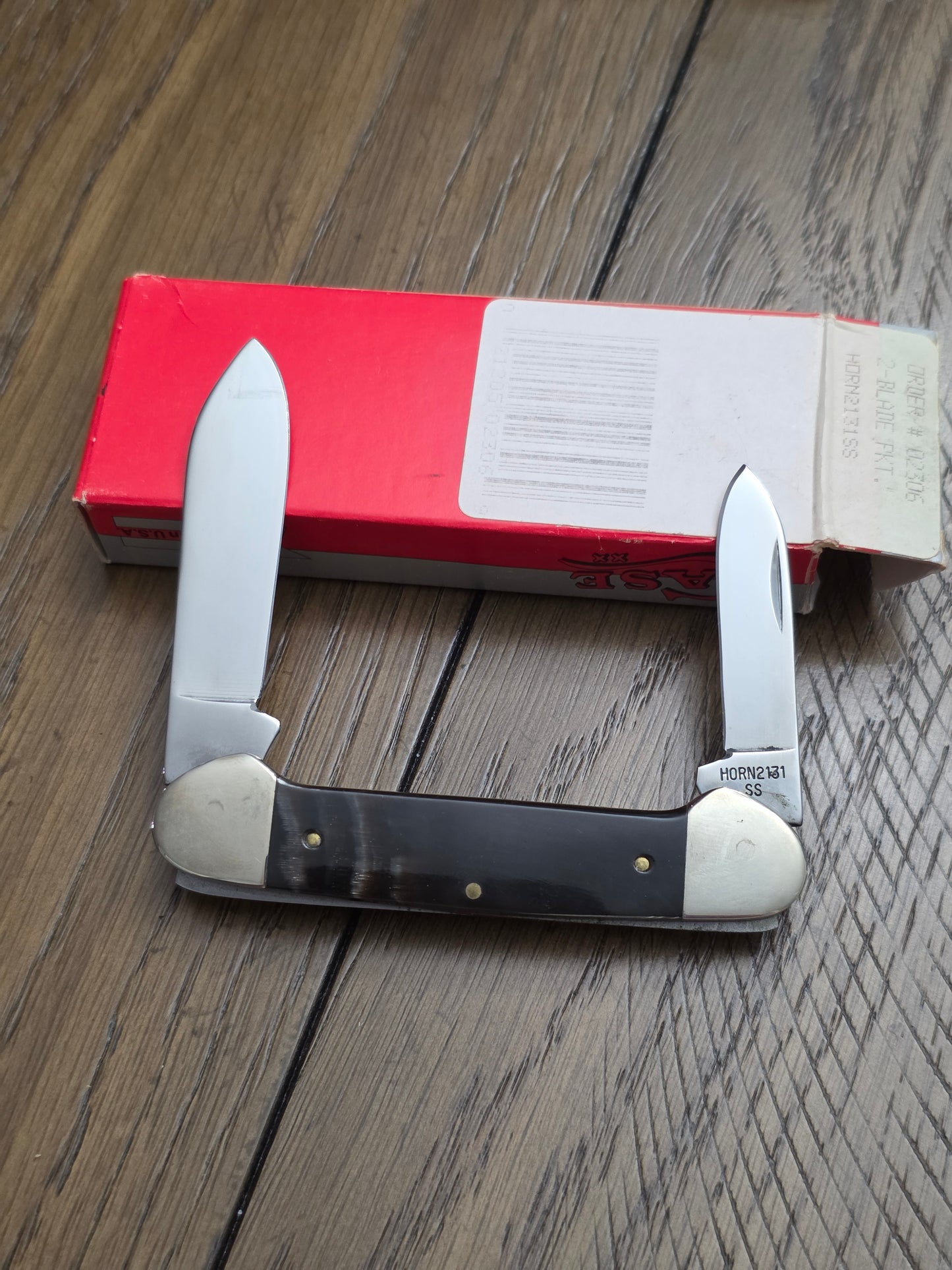 1989 Case XX Canoe Knife Smooth Buffalo Horn Handle HORN2131 #02306