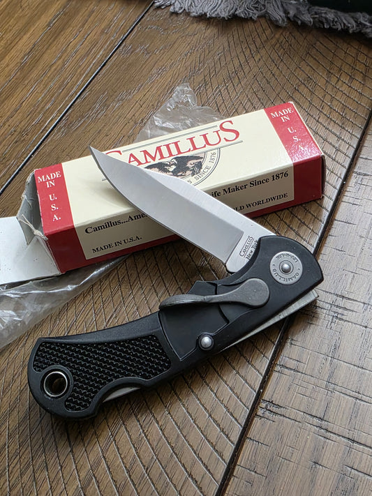 Camillus USA 5849 Lev-R-Lok NIB Black Grivory Handles