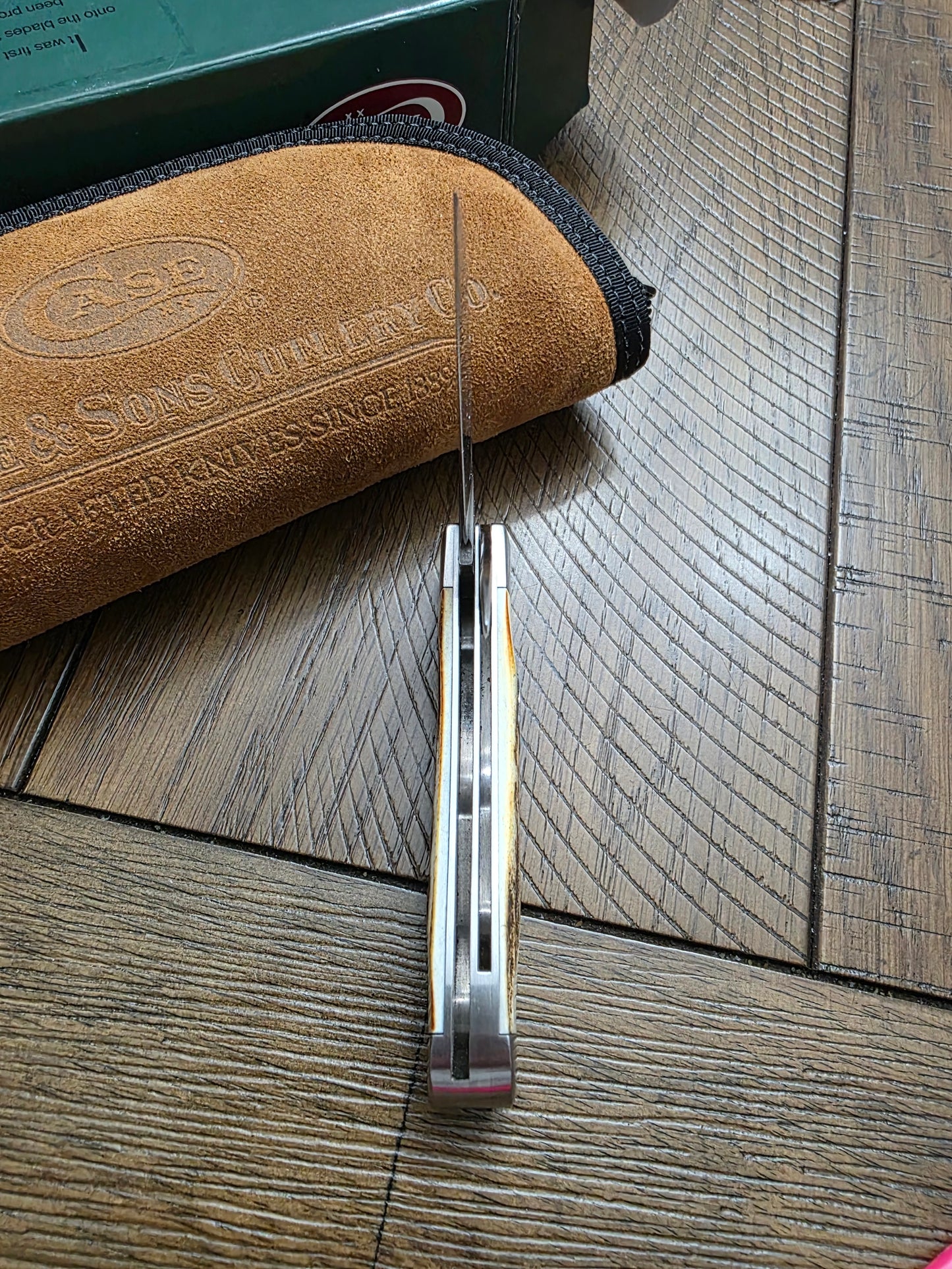 2003 Case XX Tony Bose Calab Dog Leg Jack Burnt Stag Handle Knife 01302 NIB