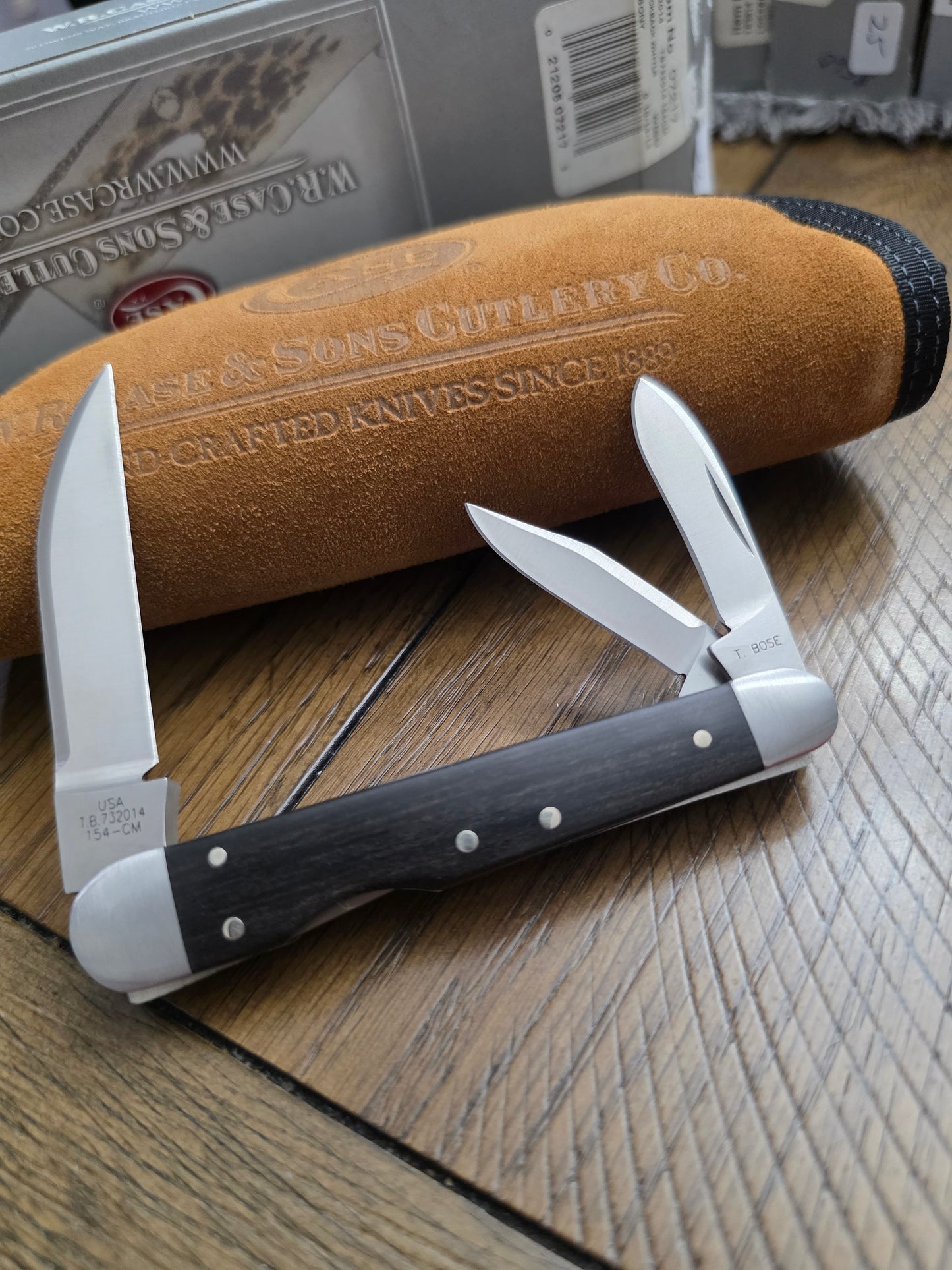 2014 Case XX Tony Bose Lockback Whittler Ebony Wood 154CM - 07217