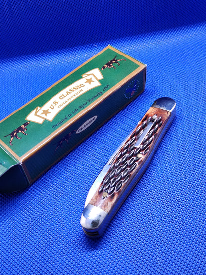 US Classic Whittler Brown Jig Bone Pocket knife