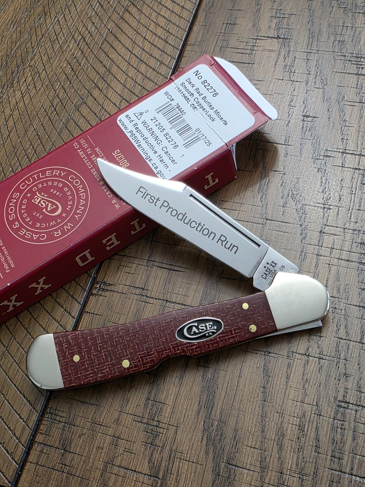 2025 Case XX Copperlock Dark Red Burlap Micarta First Production Run 1 of 250 82276
