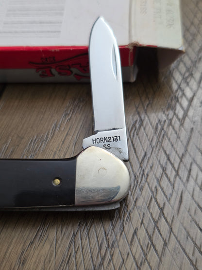 1989 Case XX Canoe Knife Smooth Buffalo Horn Handle HORN2131 #02306