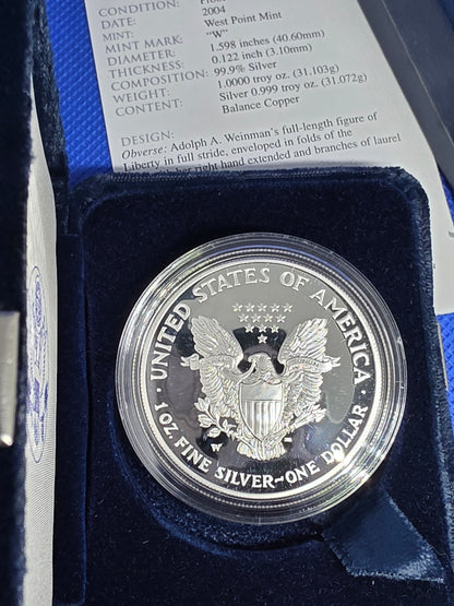 2004 SAE Proof Silver American Eagle $1 New in Box
