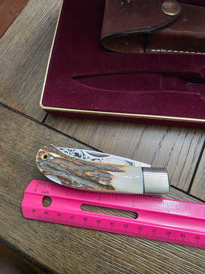 Browning Stag Lockback Knife with Sheath in Display