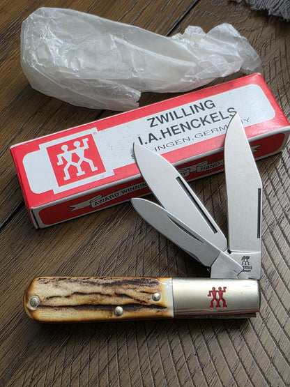 J.A. Henckels Stag Handle 3 Blade Barlow in the original packaging HK26-B Solingen