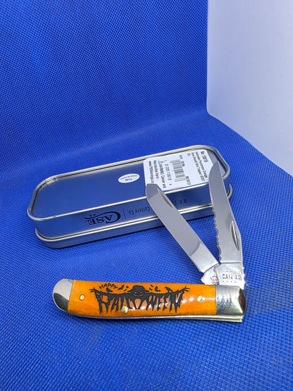 2022 Case XX Halloween Mini Trapper Smooth Persimmon Bone 10616