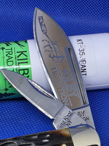 Kilby Tradition - Flop Eared Jack - Green Bone jigged Handle- KTjgbant35