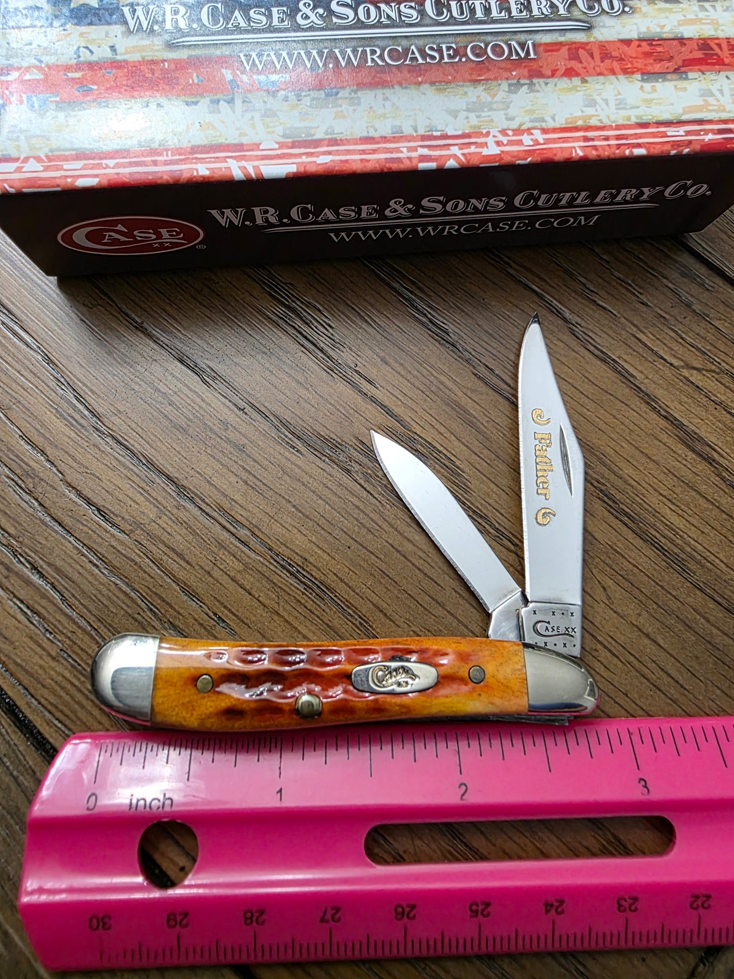 2011 Case XX 6220 Pocket Worn Harvest Orange Bone "Father" Knife