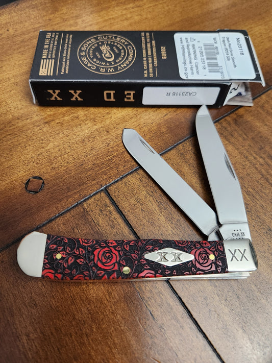 Case XX 6254 Rose Trapper with Red Bone Handles 1 of 500 CA23118 R