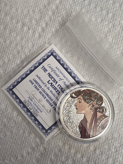 The Mucha Collection - Laurel - 1oz. .999 Fine Silver