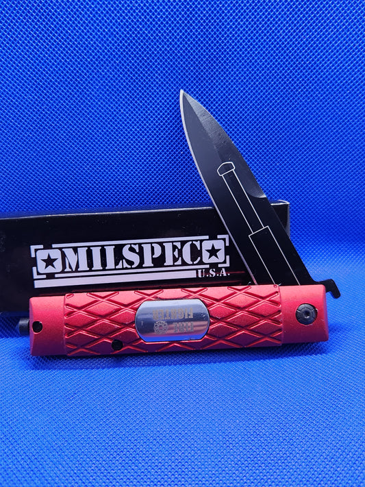 Milspec USA Red Assisted Open Firefighter Pocket Knife YC-S-8335-RD