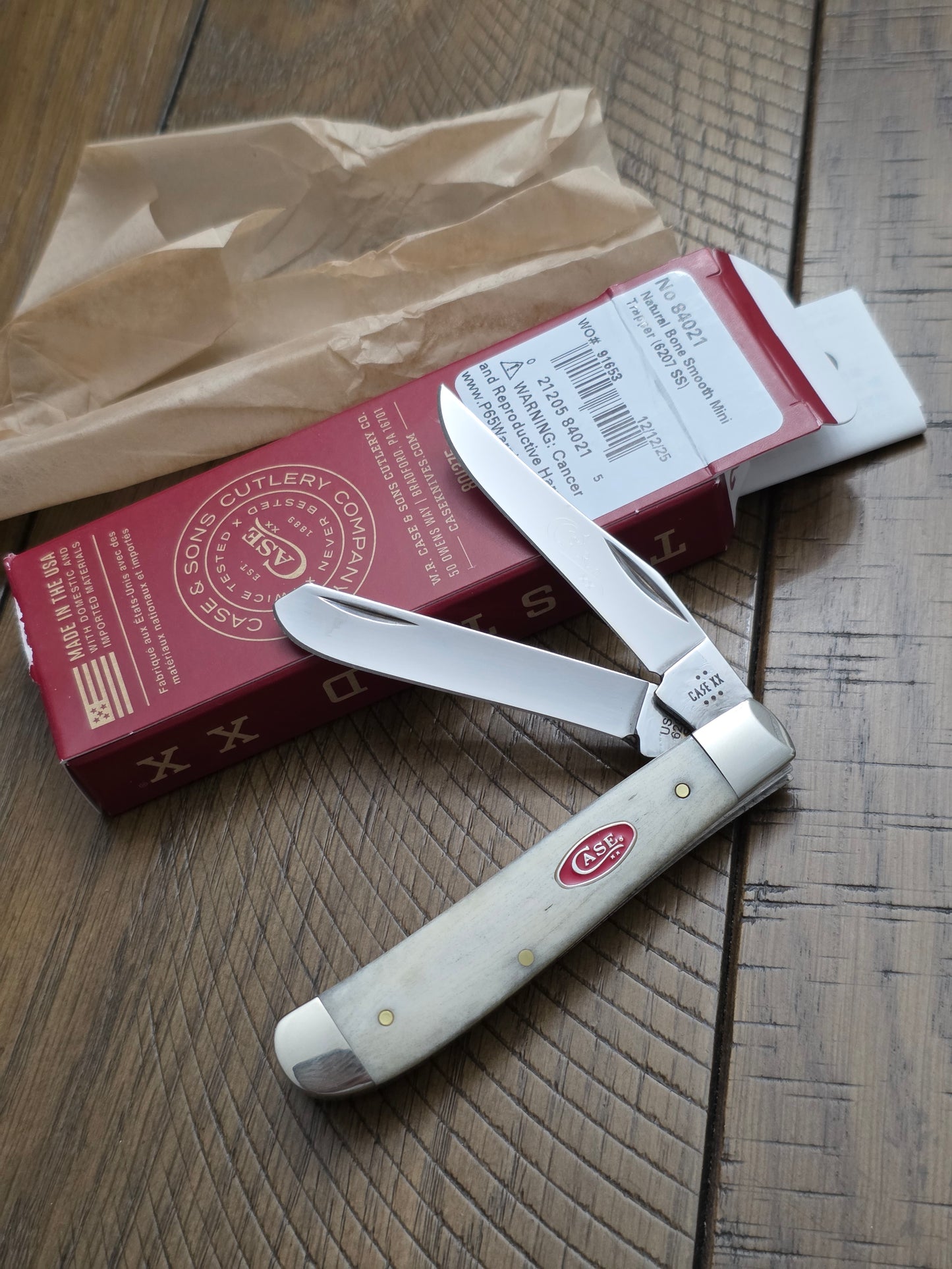 2026 Case XX Smooth Natural Bone Mini Trapper Red Shield First Production Run 84021