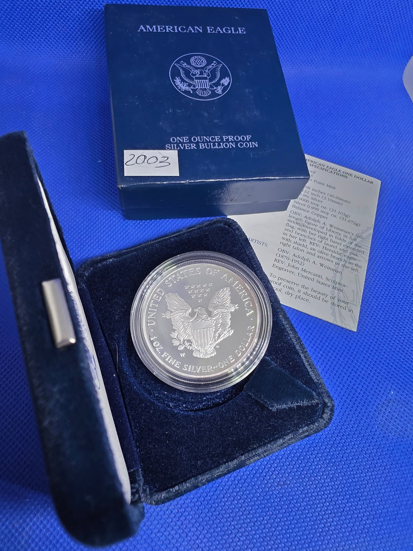 2003 SAE Proof Silver American Eagle $1 New in Box