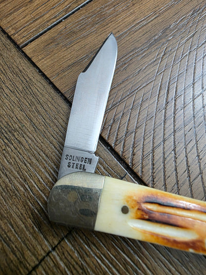 Frost Cutlery - Medium Whittler Burnt Bonestag Handles 3 Blade - Vintage