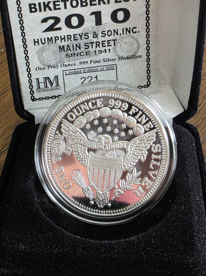 2007 Biketoberfest Humphreys & Son 1oz silver medallion 1 of 500