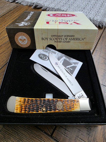 2014 Case XX Trapper Jigged Antique Bone Boy Scouts of America NIB 18031