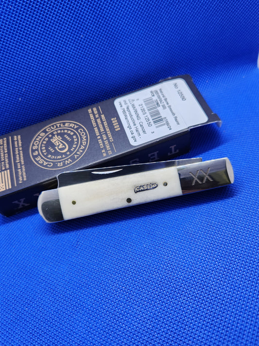 2024 Case XX Smooth Natural Bone Razor  Pocket Knife With Bullet Shield 12550 SFO 62005RAZ