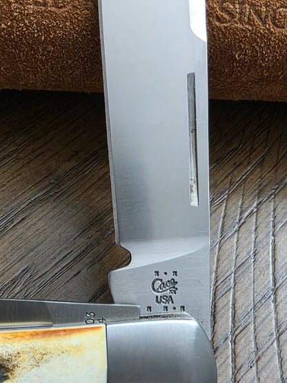 2003 Case XX Tony Bose Calab Dog Leg Jack Burnt Stag Handle Knife 01302 NIB