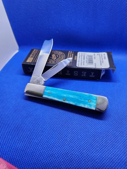 2024 Case XX Smooth Caribbean Blue Bone Razor  Pocket Knife 12551 SFO 62005RAZ