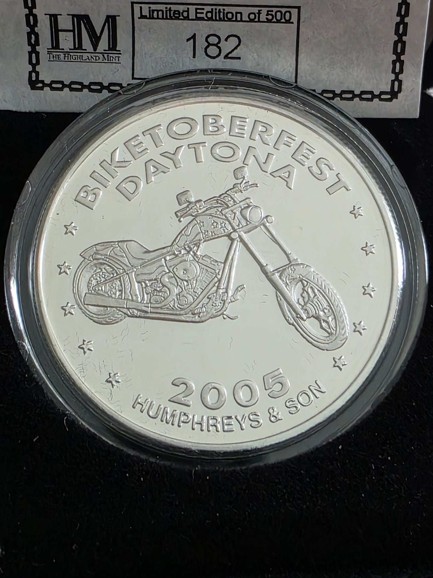 2005 Biketoberfest Humphreys & Son 1oz silver medallion 1 of 500