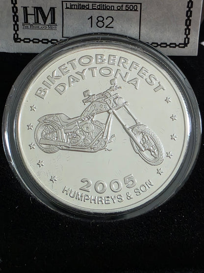 2005 Biketoberfest Humphreys & Son 1oz silver medallion 1 of 500
