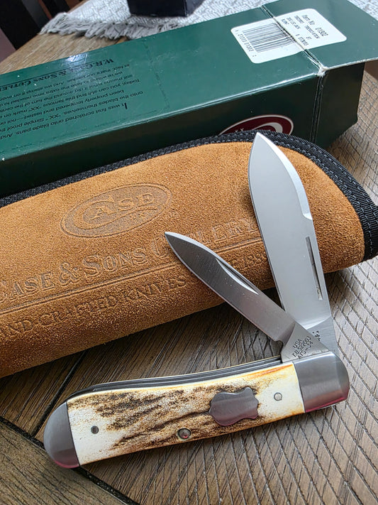 2003 Case XX Tony Bose Calab Dog Leg Jack Burnt Stag Handle Knife 01302 NIB