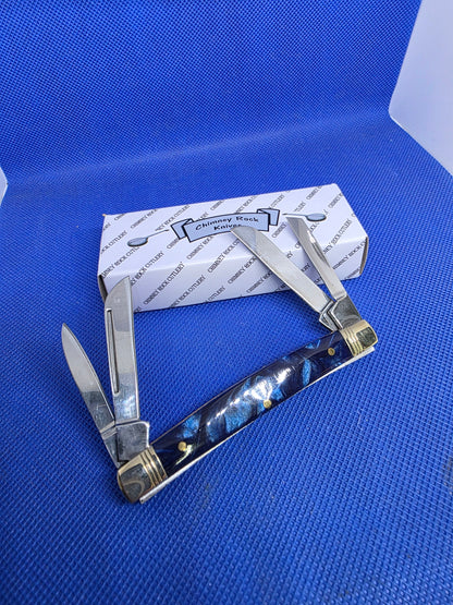 Chimney Rock Small 4 Blade Congress Banjo shield Knife Blue Pearl 49002 BJS