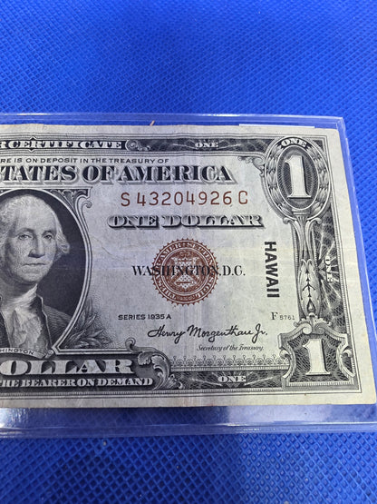 1935A $1 Hawaii Silver Certificate Emergency Note - Nice Condition