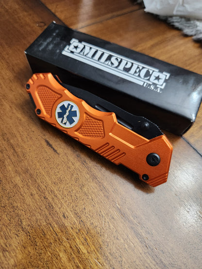 Milspec USA Orange EMS Pocket Knife YC-S-8310-OR