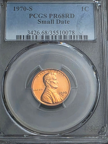 1970 S Lincoln Cent Proof PCGS PR68RD Small Date
