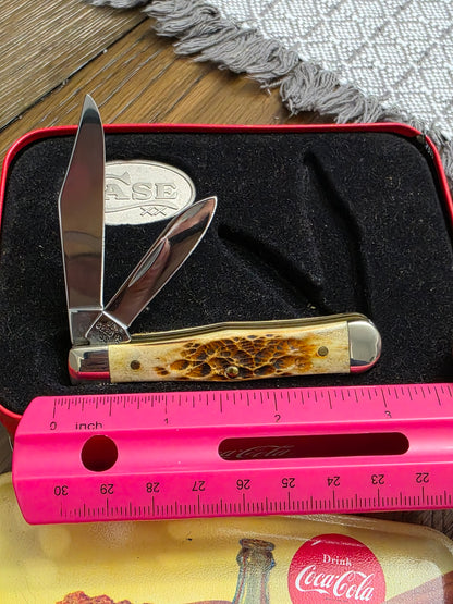 2002 Case XX Jig Amber Bone Small Coke Bottle Swell Center Coca-Cola with Original Tin